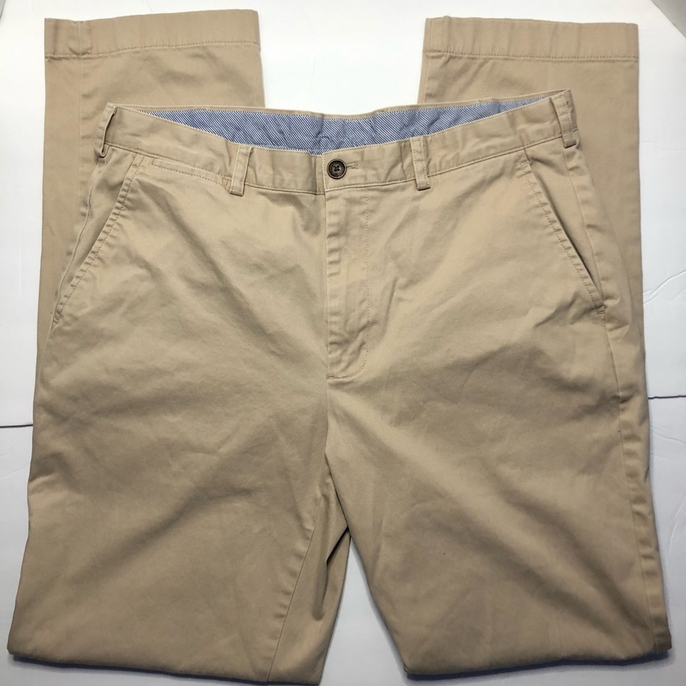 Brooks Brothers Mens Pants Chino Clark Linen Tan 36x34